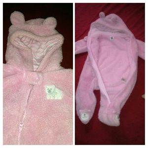 NWOT Carter's warm pink bear suit w/hood